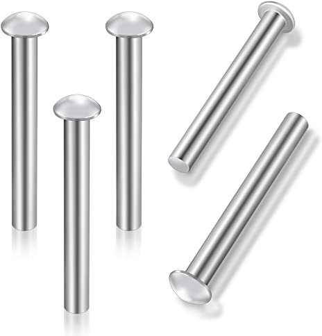 5 Pezzi 50 x 6 mm Rivetti in Alluminio Rivetti Solidi con Testa Tonda Piena Rivetto di Fissaggio Svasati per Pala Forchetta Rastrello Maniglia Riparazione Giardino