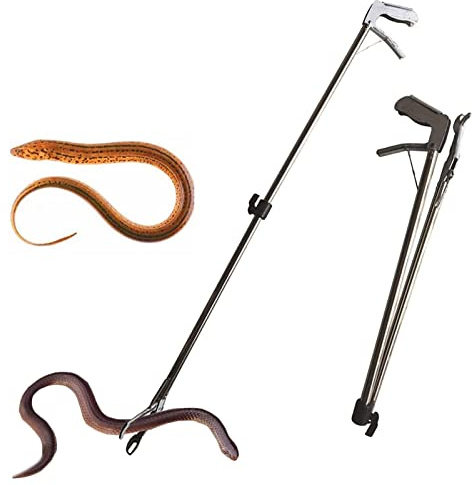Ganci a morsetto a serpente resistenti, pieghevoli per serpenti, con chiusura automatica e grande funzione di morsetto, per catturare rapidamente i serpenti (75 cm)