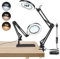 Towwoo 10X Lámpara de Aumento, 2 en 1 Lupa con Luz y Soporte, 3 Colores 10 Niveles de Brillo, Lámpara de Mesa con Lupa con 72 LED para Lectura, Reparación, Trabajo Manual