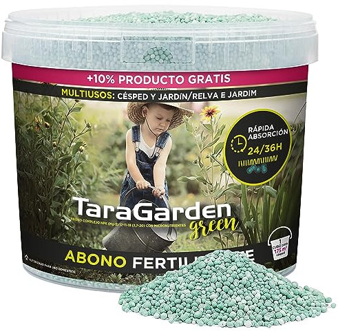 TARAGARDEN GREEN Fertilizante para Césped y Plantas de Jardín. Abono Granulado en Perlas Ultrasolubles. 5,5 Kg
