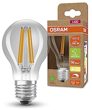 OSRAM SUPERSTAR+ CLASSIC A FIL 100 LED-Lampe, E27, Kolbenform, 8,2W, 1521lm, 2700K, warmweißes Licht, dimmbar, LED-Filament-Technologie, sehr energiesparend, Energieeffizienzklasse B,6-Pack