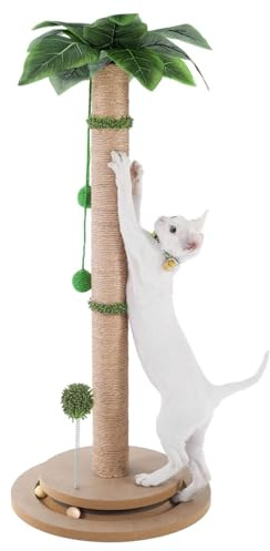 Aplatho Scratching Posts for Indoor Cats Adults - 33.2 Tall Cat Scratching Post with Sisal Rope - Cute Kitten Cat Tree Scratching Post with Interactive Ball Track