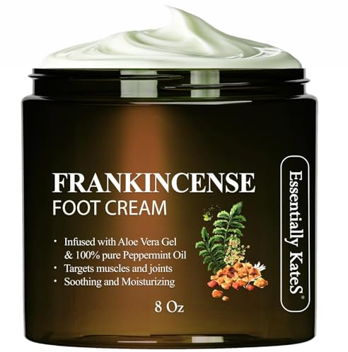 Essentially KateS Frankincense Oil Foot Cream 8 Fl Oz - Fight Soreness and Stiffness in Tired Feet - Footsole, Achilles, Footbridge, Ankle and Foothill Cream