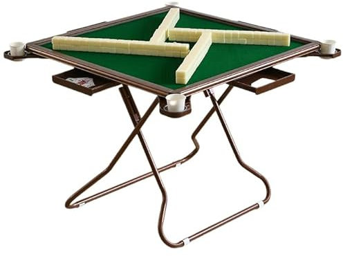 COYEUX Klappbarer Mahjong-Tisch, 35-Zoll-Kartentische, klappbar, quadratisch, mit 4 Getränkehaltern und 4 Schubladen, verschleißfester Schreibtisch, für Pokerkarten, Mahjong, Brettspiele