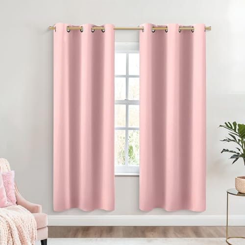 KOUFALL, Vorhänge in Blush Pink, 2 Paneele, 160 cm Länge, Verdunkelung, Raumverdunkelung, Schlafsaal, Essentials für Mädchen