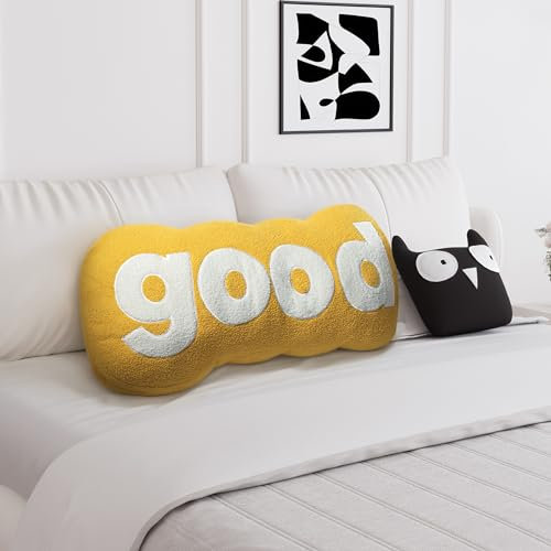 Johnear Good Alphabet Rückenlehnenkissen,Plüsch Buchstaben Kissen,Rückenkissen Bett,Lesekissen für Bett, Rückenlehne Bett Kissen,Ideal zum Lesen,Fernsehen,Faulenzen oder als Rückenstütze (Gelb)