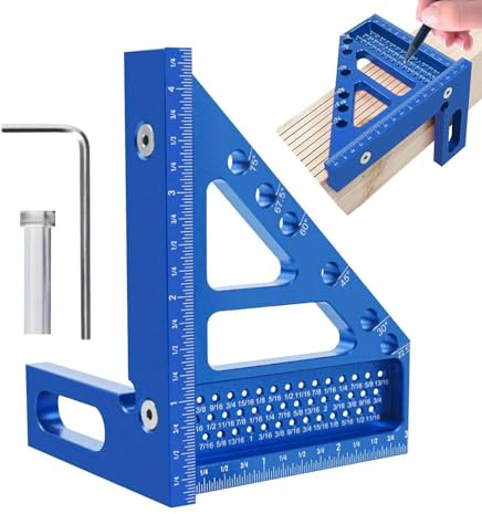 Mehrwinkel-Messlineal, quadratisch – Hochpräzises Vierkant-Lineal aus Aluminiumlegierung, quadratischer Winkelmesser, verschleißfestes Werkzeug, robust und vielseitig, für Ingenieurwesen