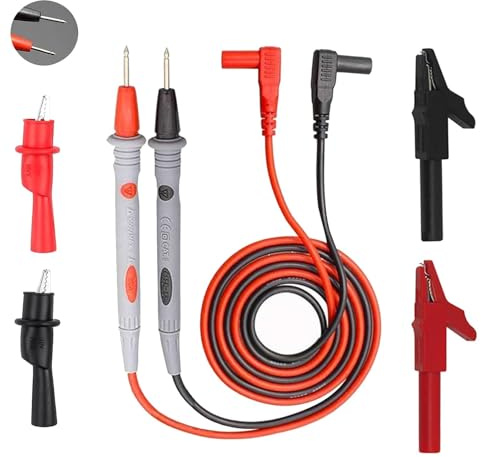 Multimeter Test Leads Kit，Banana Plug Cable Test Probe with 4PCS Replacable Precision Sharp Probes Alligator Crocodile Clips for Multimeter Electrical Testing