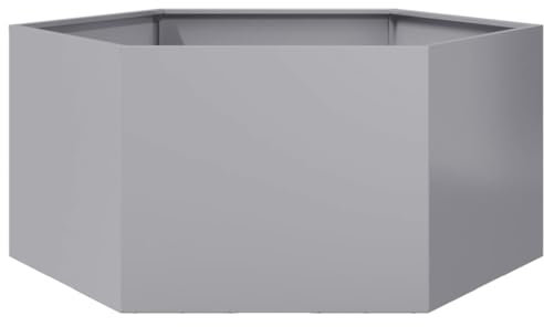 vidaXL Pflanzkübel, Blumenkübel mit Offenem Boden, Hochbeet Gemüsebeet für Garten Terrasse, Pflanzkasten Blumenkasten Kompostbehälter, Sechseckig Verzinkter Stahl