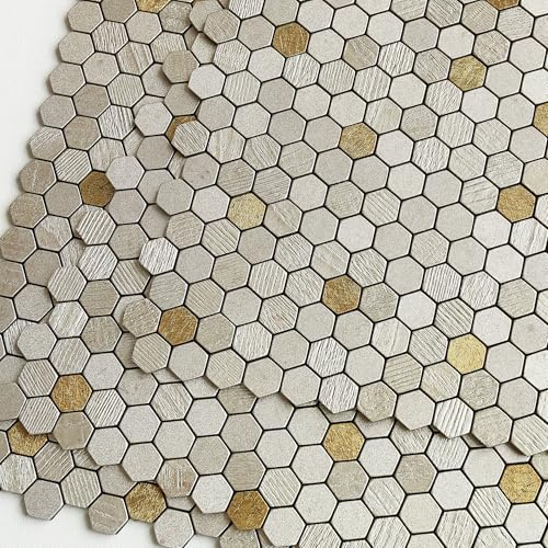 VAOVI Selbstklebende Mosaikfliesen Fliesenaufkleber Champagner,10 Stück