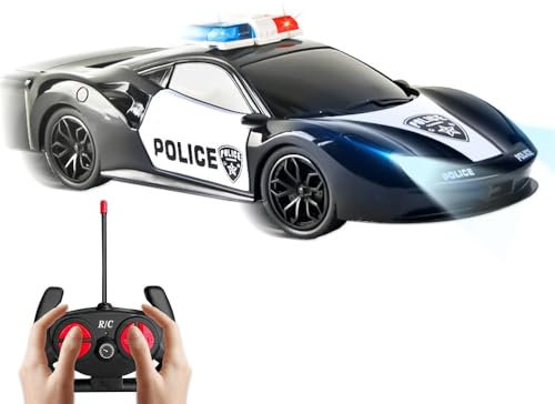 Vmxlso Polizeiauto Ferngesteuert Autos, Polizei Auto Spielzeug mit Fernbedienung, Ferngesteuertes Polizeiauto Spielzeug, Polizei Ferngesteuertes Auto ab 6 Jahre für Kinder, Auto Ferngesteuert Kinder