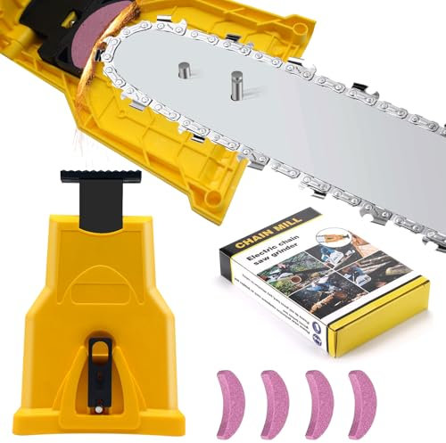 Affûteur de Tronçonneuse,Affûteur de Chaîne Portable,Ensemble d'affûteur de Tronçonneuse,Aiguiseur Manuel avec 4 pierres à Aiguiser,pour Bûcherons, Tondeuses à Gazon, Tronçonneuses