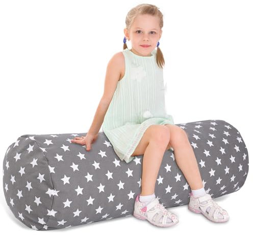 Kids Bean Bag Cover Only, Cute Stuffed Animal Storage Bean Bag Chair Without Filling, Large Soft Toy Storage Beanbag Chair Cover with Zipper, Stars