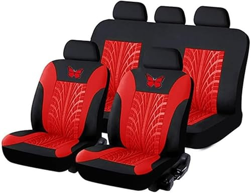 ZCHQF Auto Sitzbezüge Sets für FIAT Panda 2000-2018 2019 2020 2021 2022 2023 2024 2025, Schonbezüge Autositz Stoff Vordersitze Rückbank Atmungsaktiv Sitzschoner Zubehör,A-Red