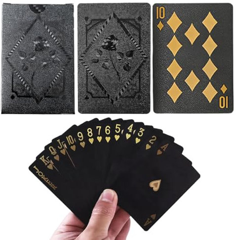 IKOPFLN Carte da Magia Nero - Plastica Impermeabile novità, Mazzo Carte da Gioco, Carte Poker, Carte da Poker, Playing Cards, 1 scatola
