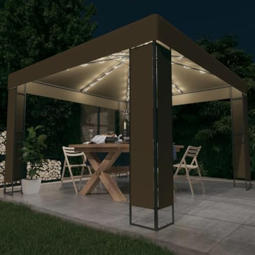 Pavillon mit Doppeldach, LAPOOH Faltpavillon, Pergola, Partyzelt, Standmarkise, Sonnenzelt, Garten Pavillion, Grillpavillon, & 3x3x2,7 m Taupe