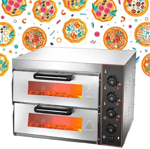 Four à Pizza à Deux éTages De 16 Pouces,Four à Pizza D'IntéRieur Polyvalent Pour Utilisation En Restaurant,Four à Pizza Commercial De 3000 W Avec Bouton De TempéRature Et Minuterie De 120 à 622 ℉,220V