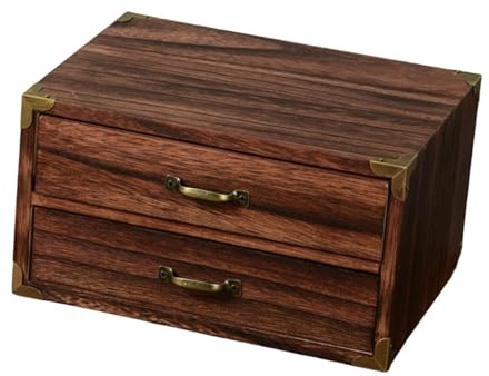 YsXoWiui Organizzatore per Trucchi Cassettiera Portaoggetti Contenitore per Cosmetici Espositore in Legno Massello Stile Classico Adatto per Toeletta E Piano, 24x18x13cm