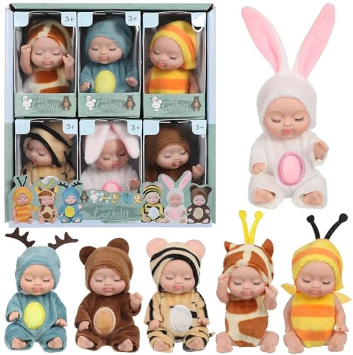 Mini Reborn Dolls - 6 Pcs Sleeping Rebirth Dolls with Clothes, Miniature Reborn Doll Toys, Washable Lifelike Newborn Baby Doll, Cute Baby Dolls Realistic Small Baby Dolls for Kids Girls (1PCS)