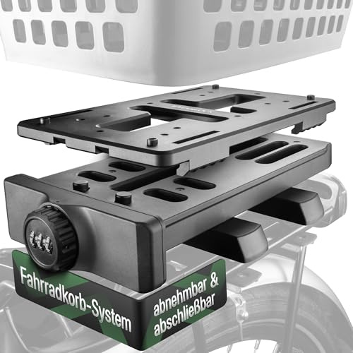 TITANLOCK Gepäckträger Fahrradkorb Halterung [UNIVERSALAUFSATZ] Schnelle + Leichte Montage Abschließbar SafeRide