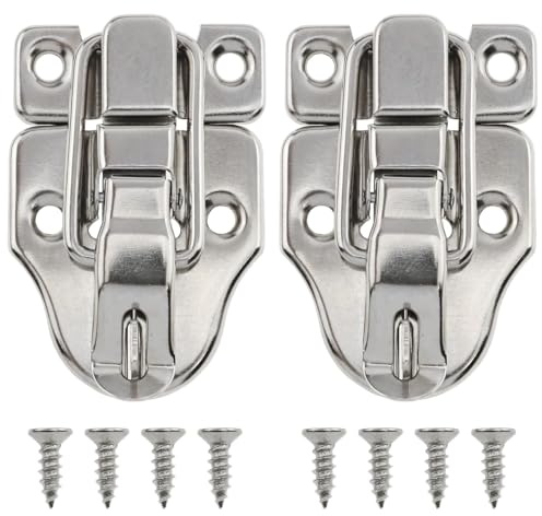 safycaby 2 Stück Metall-Schnappverschluss mit Entenschnabelverschluss, kleine Schnappverschlüsse für Gitarrenkoffer, Aufbewahrungskoffer, Schmuckkästen und gewöhnliche Holzkoffer (Silber)