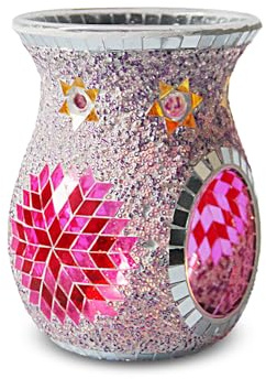 Duftlampe für ätherische Öle, Mosaikglas, Wachsschmelzbrenner, Teelichthalter Ätherisches Öl Brenner Räuchergefäß Wachsschmelzbrenner für Schlafzimmer, Tischdekoration, Weihnachtsdekoration (A)