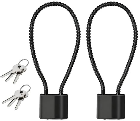 2 Pcs Padlocks with Keys, Heavy Duty Long Shackle Padlocks, Steel Rope Padlock, Flexible Cable Lock for Outdoor Indoor Wheelie Bin Bicycle Suitcase Gate Gym Locker Wire