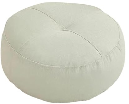 Sharplace Cojín Redondo de Piso Almohada Decorativa Multifuncional Meditación Asiento Suave Lino Adecuado para Sala de Estar Dormitorio Oficina Balcón, Blanco, Individual