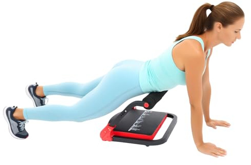MEHOOSPVN Fitnessgerät für Zuhause - Bauchtrainer, Rückentrainer, Multifunktionale Bauchmuskel-Maschine, Home Gym - Zusammenklappbar Training, Sportgerät für Ganzkörper, Workout, Rot