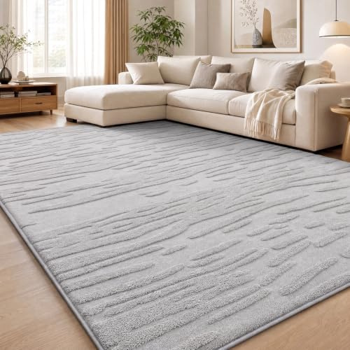 smiry Alfombras para sala de estar, dormitorio, lavable a máquina, antideslizante, pelo corto, alfombras suaves para habitación de niños y dormitorio, 60 x 100 cm, color gris claro