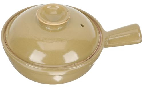Gatuida Olla de Barro para Cocinar 05L Asa Cacerola Tradicional de Cerámica Resistente al Calor para Guisar y Preparar Sopas en Casa Utensilio Multifuncional de Cocina