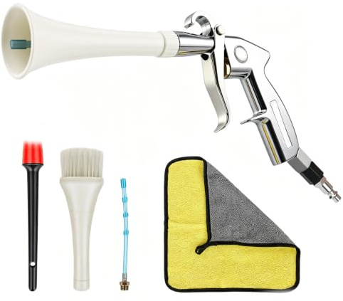 Hbzunt Pistolet à air comprimé - Pistolet de nettoyage pour voiture, compresseur - Pistolet à air précis pour sièges, jantes, moteur, tissu, cuir