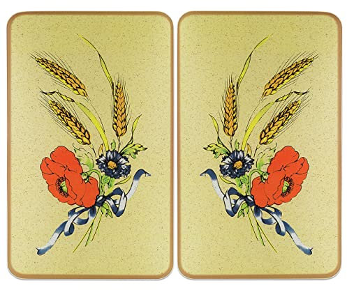 Maximex 2521100500 Universal Cover Plates Corn-Flowers-Set of 2, for All Types of cookers, Tempered Glass, 30 x 1.8-4.5 x 52 cm, Multicoloured