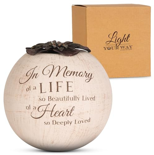 Pavilion Light Your Way Terracotta Candle Holder - In Memory of A Life So Beautifully Lived, of A Heart So Deeply Loved Text Design - Bereavement, Memorial Decorative Beige Candle Holders, 5