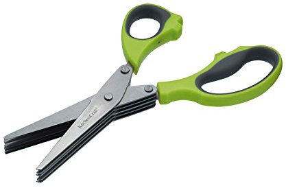 KitchenCraft Tijeras de Cocina para Hierbas Aromáticas con 5 cuchillas de Acero Inoxidable y Funda, 21,5 cm