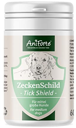 AniForte Zeckenschild für Hunde (Gewicht 10-35 kg) 60 Kapseln – Zeckenschutz Hund, unterstützt den Schutz gegen Zecken, natürlich & effektiv für Junior, Adult & Senior geeignet