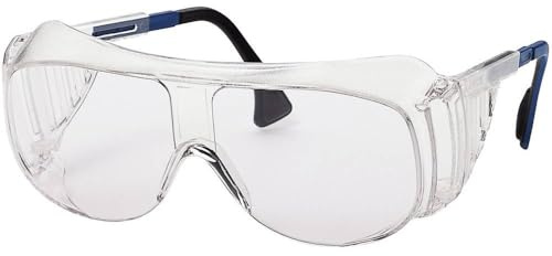Uvex W08004 Ultraspec 9161 Schutzbrille, Kratzfest, Beschlagschutz, Antistatisch, Chemikalienbeständig, Antihaft, Easy to Clean, 2C-1,2 W 1 F CE, Klar/Blau/Schwarz