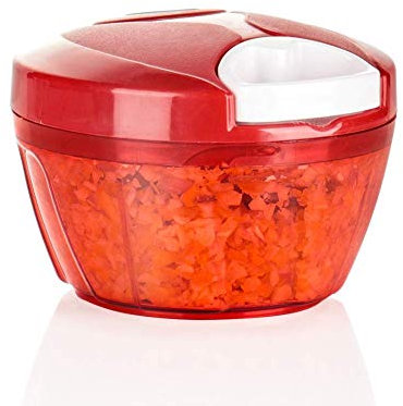 Ourokhome Mini Garlic Chopper Grinder- Manual Processor for Vegetables, Fruits, Garlic (Red)