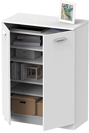 Muebles Pitarch | Armadio Ausiliario Scarpiera Multiuso basso, 2 Ripiani, Uffici Gallerie Cucine, 101 (altezza) x 74 (larghezza) x 36 cm (altezza x larghezza x profondità), Bianco, Collezione Tibet