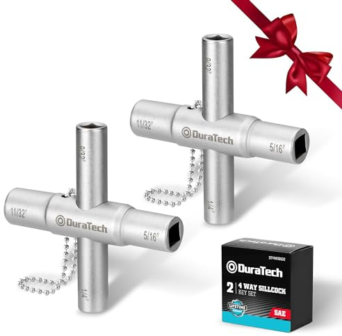 DURATECH 4 Way Sillcock Key Set, 1/4, 9/32, 5/16, 11/32, 2-Pack, for Valve, Faucet, and Spigots