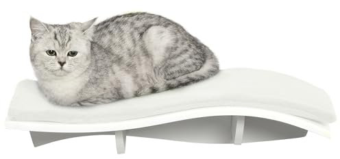 PawHut Kletterwand Katzen Katzen Kletterwand Katzenbett Wand Katzenregal, Wand Katzenmöbel bis zu 4,5 kg, Weiß