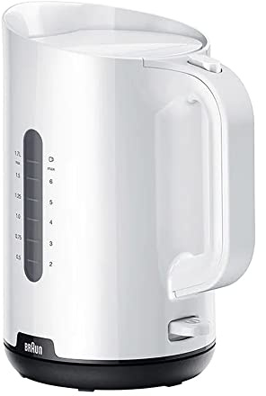 Braun Hogar Breakfast1 Hervidor de Agua con Base Giratoria de 360°, Capacidad de 1,7L, WK1100WH, Potencia 1000W, Blanco