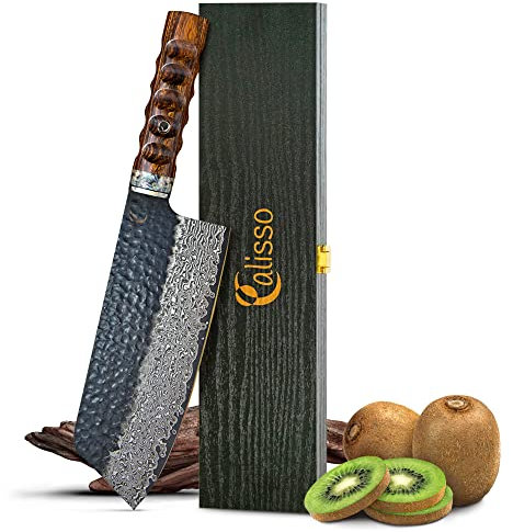 Calisso Chai Dao 69 Lagen Damaststahl - Damastmesser, Küchenmesser, chinesisches Kochmesser