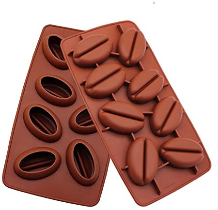 2 PCS 8 Cavities 3D Coffee Bean Silicone Ice Cube Mold Beans Mould Candy Fondant Mousse Cake Milk Chocolate Dessert Soap Wax Molds Ice Cube Trays