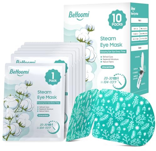 BeHoomi Steam Eye Mask, 10Packs Heated Eye Mask, Self Heating Disposable SPA Warm Compress for Eyes Sleep Mask, Travel Essentials & Relaxation Gifts for Women, Mothers Day Gifts (Unscented)