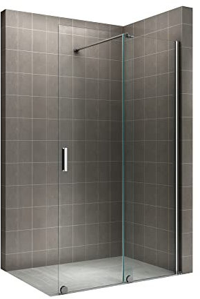 i-flair Walk In Duschwand mit Schiebetür NADINE 160x200cm in Chrom Duschabtrennung aus 8mm ESG Nano - Links und Rechts montierbar