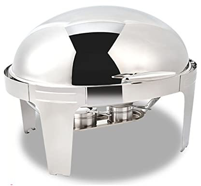 Samnuerly Chafing Food Warmer Catering Edelstahl Runder Chafing Dish Buffet Dish Warmer Roll Top Deckel 9L Praktisch und praktisch