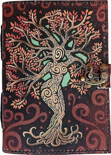OVERDOSE Mother of Earth Design Handmade Red vintage leather journal • Deckle edge paper, Blank spell book of shadows grimoire journal Talisman Prints - 6x8 inches|15x20 cm|A5