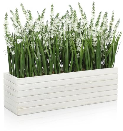 Oairse Kunstblumen Lavendel im Holztopf Kunstmagnolienblüten Kunststoff Lavendel Blumendekoration für ie Heimdekoration Hochzeitsarrangements Wohnzimmer Tischdekoration