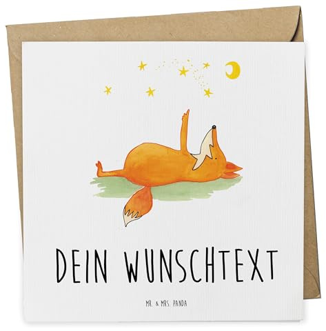 Mr. & Mrs. Panda individuelle grußkarte Fuchs Sterne - Personalisierte Geschenke, Grußkarten, Postkarte personalisiert, Karten, personalisierbar, Mond, Hoffnung, Positiv, Karte, Optimistisch